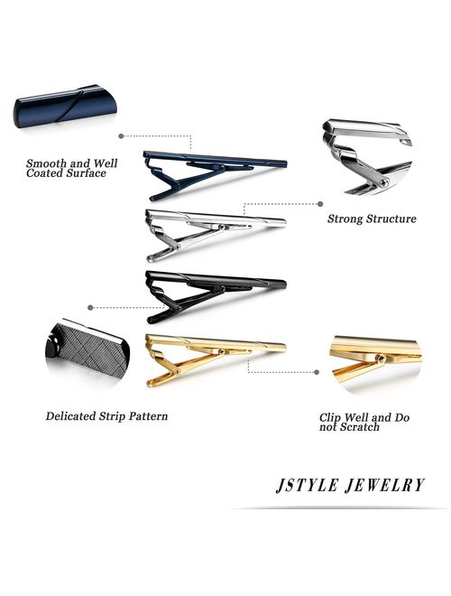 Jstyle 8 Pcs Tie Clips Set for Men Tie Bar Clip Set for Regular Ties Necktie Wedding Business Clips with Box A