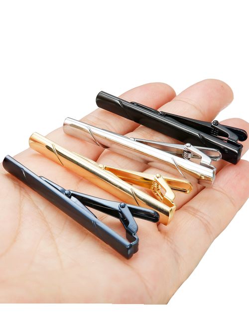 Jstyle 8 Pcs Tie Clips Set for Men Tie Bar Clip Set for Regular Ties Necktie Wedding Business Clips with Box A