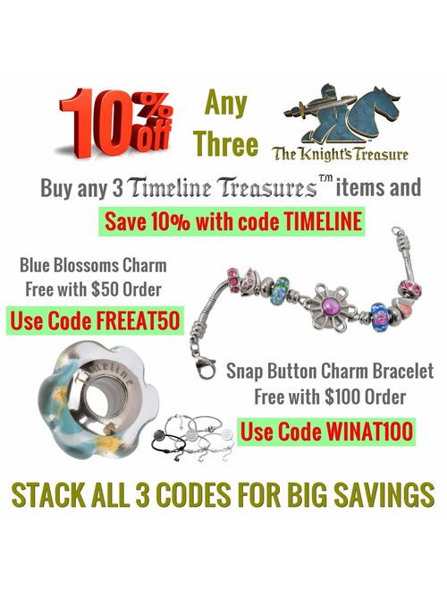 Timeline Treasures European Charm Bracelet for Women and Girls Bead Charms, Stainless Steel Snake Chain, Extender