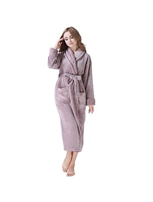 Richie House Women's Plush Soft Warm Fleece Bathrobe Robe RH1591