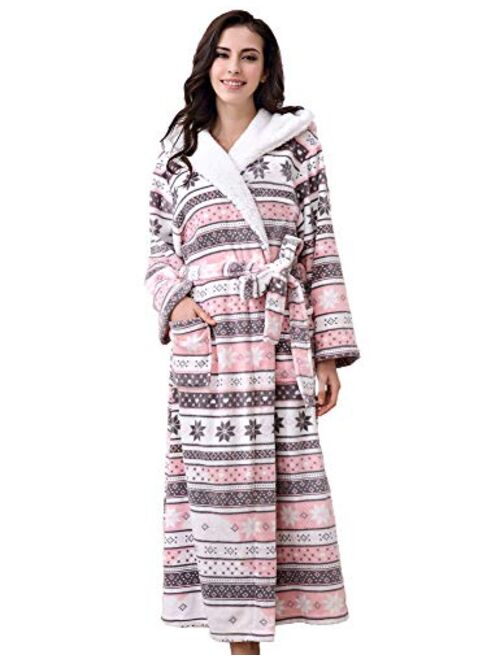 Richie House Women's Plush Soft Warm Fleece Bathrobe Robe RH1591