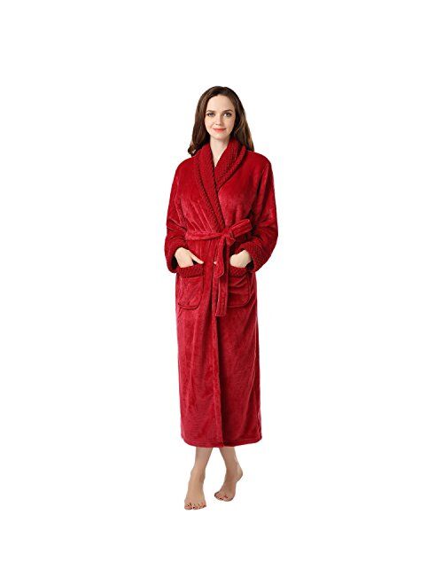 Richie House Women's Plush Soft Warm Fleece Bathrobe Robe RH1591