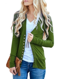 NENONA Women's V-Neck Button Down Knitwear Long Sleeve Soft Basic Knit Cardigan Sweater