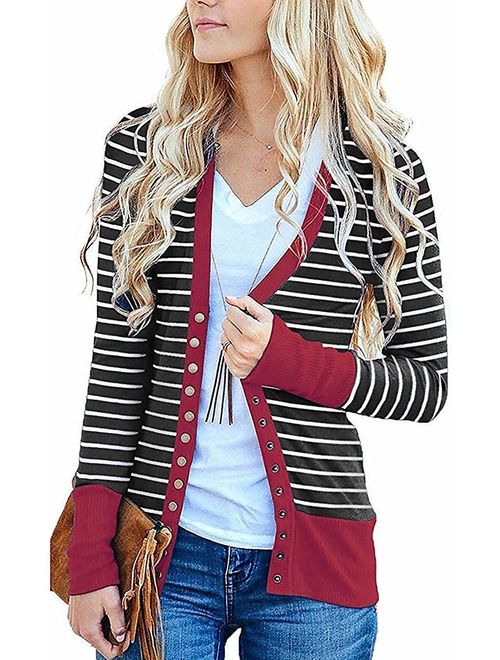 NENONA Women's V-Neck Button Down Knitwear Long Sleeve Soft Basic Knit Cardigan Sweater