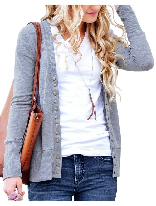 NENONA Women's V-Neck Button Down Knitwear Long Sleeve Soft Basic Knit Cardigan Sweater