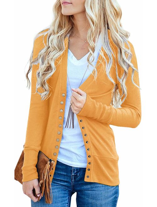 NENONA Women's V-Neck Button Down Knitwear Long Sleeve Soft Basic Knit Cardigan Sweater