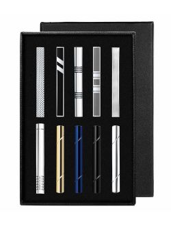 YADOCA Tie Clips Set for Men Tie Bar Clip Black Silver-Tone Gold-Tone for Wedding Business with Gift Box