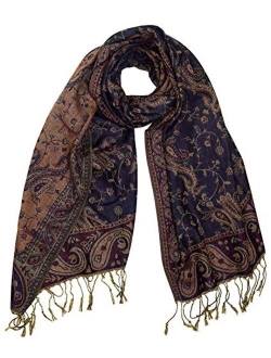 Peach Couture Elegant Double Layer Reversible Paisley Pashmina Shawl Wrap Scarf