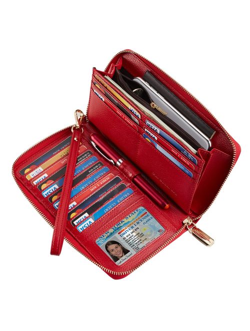 Chelmon Womens Wallet Genuine Leather RFID Blocking Purse Credit Card Clutch