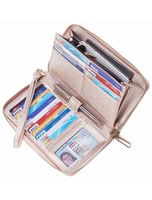 Chelmon Womens Wallet Genuine Leather RFID Blocking Purse Credit Card Clutch