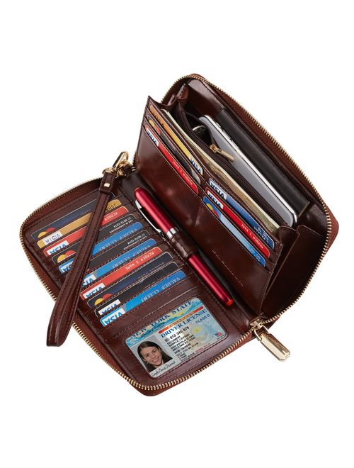 Chelmon Womens Wallet Genuine Leather RFID Blocking Purse Credit Card Clutch