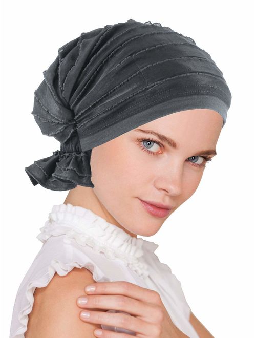 Turban Plus The Abbey Cap in Ruffle Fabric Chemo Caps Cancer Hats for Women