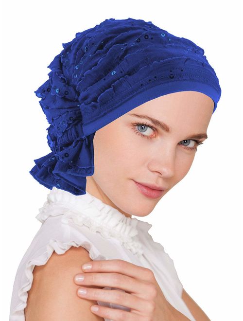 Turban Plus The Abbey Cap in Ruffle Fabric Chemo Caps Cancer Hats for Women