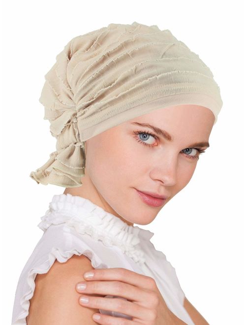 Turban Plus The Abbey Cap in Ruffle Fabric Chemo Caps Cancer Hats for Women