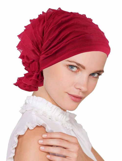 Turban Plus The Abbey Cap in Ruffle Fabric Chemo Caps Cancer Hats for Women