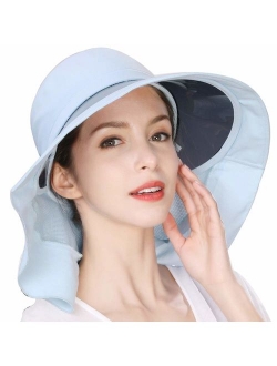 Comhats Womens Summer Flap Cover Cap Cotton UPF 50+ Sun Shade Hat with Neck Cord