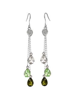 Neoglory Jewelry Mother's Day Gift Teardrop Crystal Three Colors Drop Earrings 3.14" embellished with Crystals from Swarovski