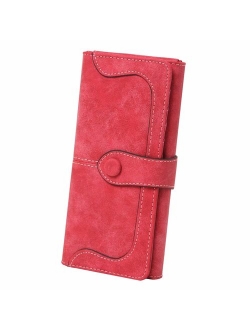 Women's Vegan Leather 17 Card Slots Card Holder Long Big Bifold Wallet