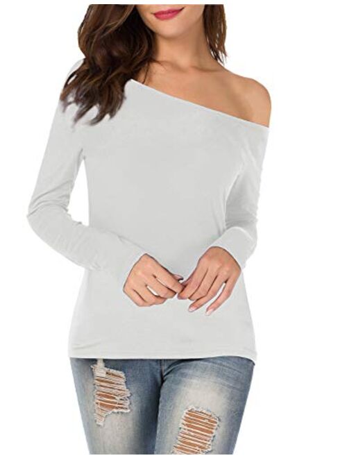 Sarin Mathews Women's Casual Off Shoulder Tops Short Sleeve T Shirts Lose Sexy Tank Tops Blouses