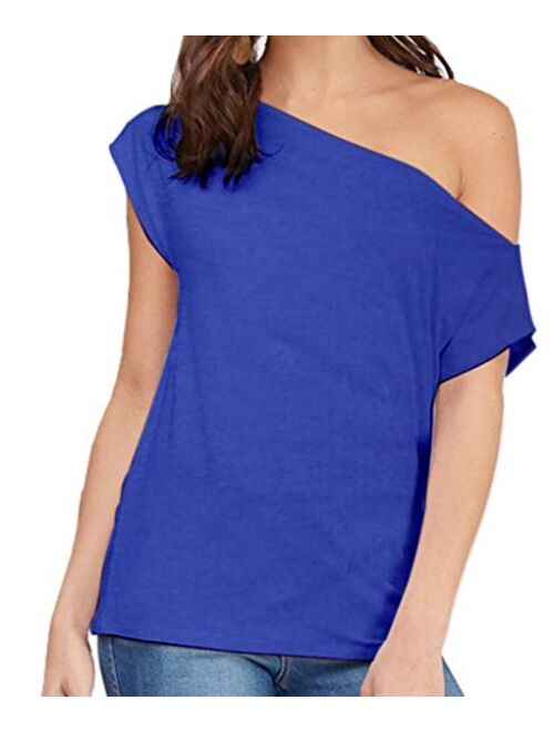 Sarin Mathews Women's Casual Off Shoulder Tops Short Sleeve T Shirts Lose Sexy Tank Tops Blouses