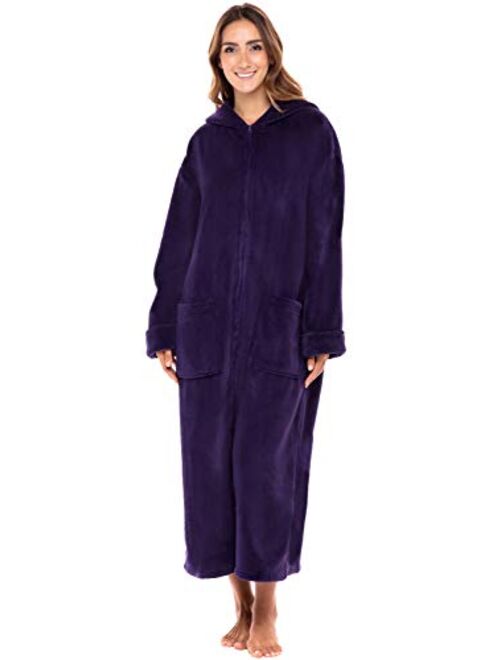 Alexander Del Rossa Women's Zip Up Fleece Robe, Warm Loose Sherpa Bathrobe