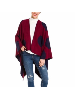 Women's Shawl Wrap Poncho Ruana Cape Cardigan Sweater Open Front for Fall Winter
