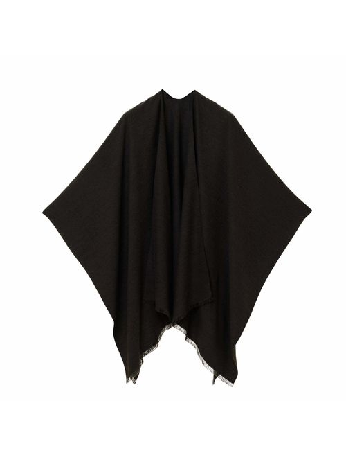 Women's Shawl Wrap Poncho Ruana Cape Cardigan Sweater Open Front for Fall Winter