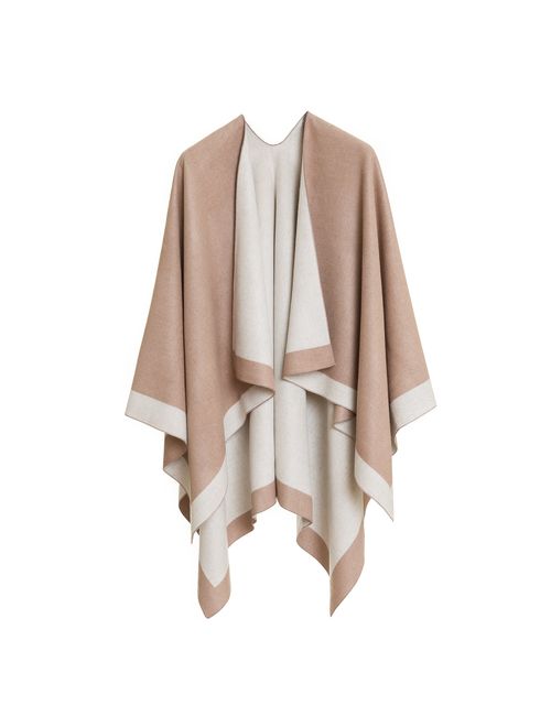 Women's Shawl Wrap Poncho Ruana Cape Cardigan Sweater Open Front for Fall Winter