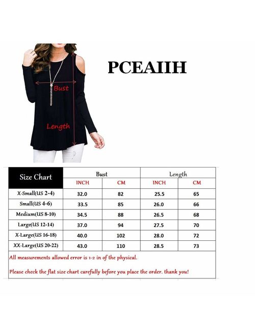 PCEAIIH Women's Casual Cold Shoulder Tunic Tops Loose Blouse Shirts