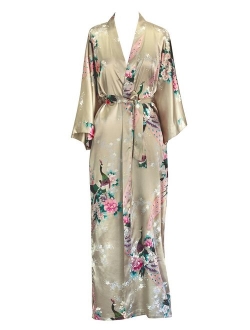 KIM+ONO Women's Satin Kimono Robe Long - Floral