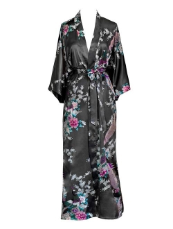 KIM+ONO Women's Satin Kimono Robe Long - Floral