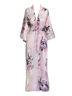 KIM+ONO Women's Satin Kimono Robe Long - Floral