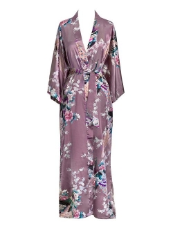 KIM+ONO Women's Satin Kimono Robe Long - Floral