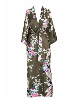 KIM+ONO Women's Satin Kimono Robe Long - Floral