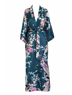 KIM+ONO Women's Satin Kimono Robe Long - Floral