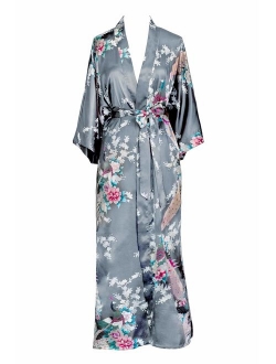 KIM+ONO Women's Satin Kimono Robe Long - Floral