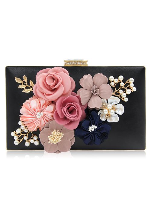 Milisente Evening Bag for Women, Flower Wedding Evening Clutch Purse Bride Floral Clutch Bag