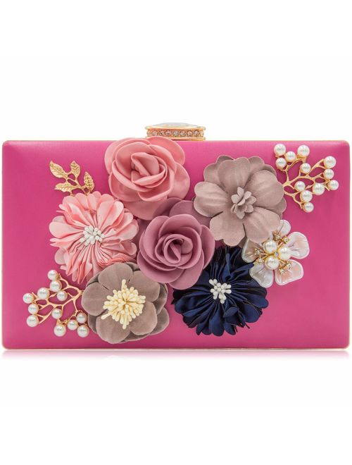 Milisente Evening Bag for Women, Flower Wedding Evening Clutch Purse Bride Floral Clutch Bag