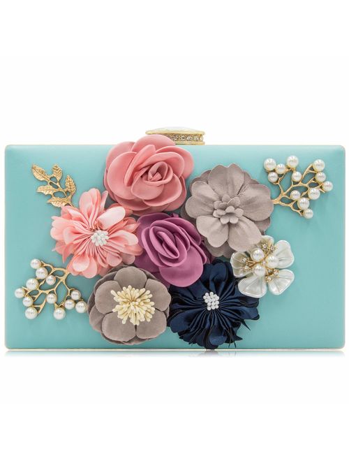 Milisente Evening Bag for Women, Flower Wedding Evening Clutch Purse Bride Floral Clutch Bag