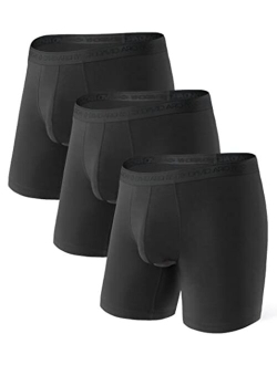 Men's 4 Pack Underwear Micro Modal Dual Pouches Trunks with Fly