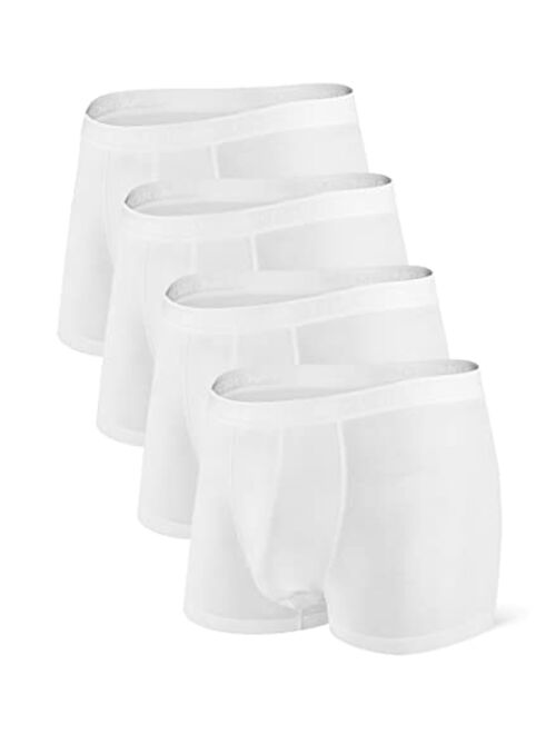 David Archy Men's 4 Pack Underwear Micro Modal Dual Pouches Trunks with Fly