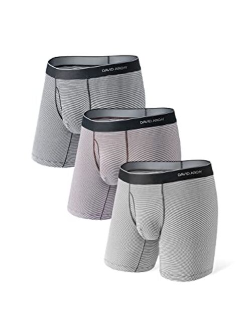 David Archy Men's 4 Pack Underwear Micro Modal Dual Pouches Trunks with Fly