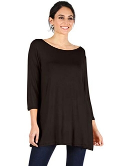 Simlu Womens Tunic Tops for Leggings Reg and Plus Size 3/4 Sleeve Tunic Shirt-USA