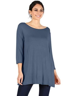 Simlu Womens Tunic Tops for Leggings Reg and Plus Size 3/4 Sleeve Tunic Shirt-USA