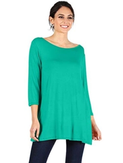 Simlu Womens Tunic Tops for Leggings Reg and Plus Size 3/4 Sleeve Tunic Shirt-USA