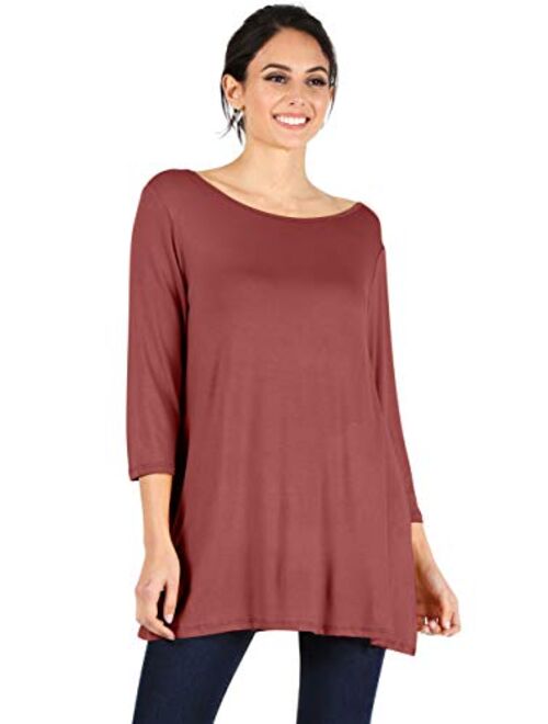 Simlu Womens Tunic Tops for Leggings Reg and Plus Size 3/4 Sleeve Tunic Shirt-USA