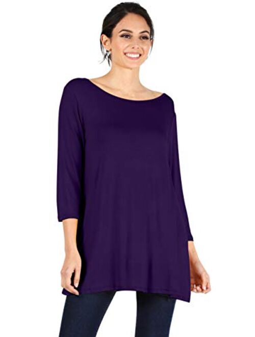 Simlu Womens Tunic Tops for Leggings Reg and Plus Size 3/4 Sleeve Tunic Shirt-USA