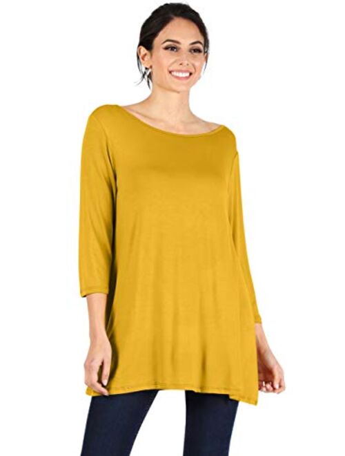 Simlu Womens Tunic Tops for Leggings Reg and Plus Size 3/4 Sleeve Tunic Shirt-USA