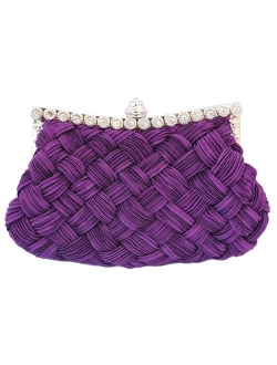 Chicastic Pleated and Braided Rhinestone studded Wedding Evening Bridal Bridesmaid Clutch Purse