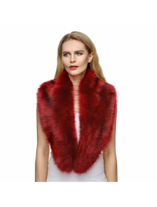 Dikoaina Extra Large Women's Faux Fur Collar for Winter Coat